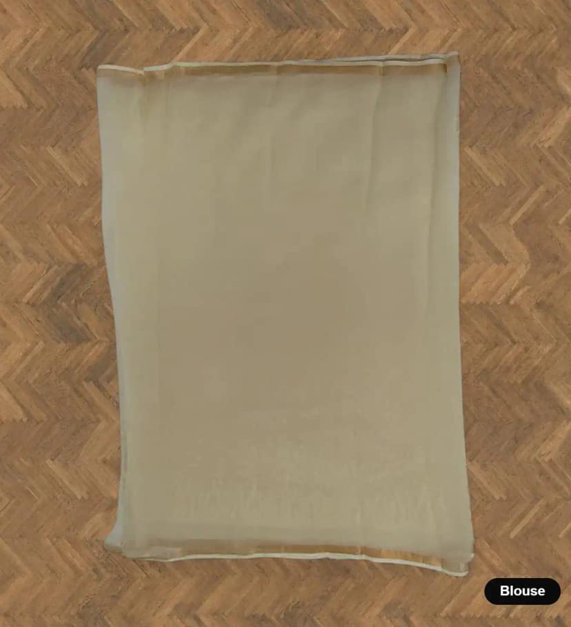Kota Doria Cotton-Silk Saree with Leaf-Vine Block Print view 5