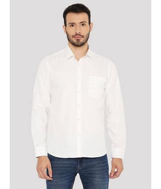 Maharaja - Off-White Cotton Blend Slim Fit Men's Formal Shirt (Pack of 1)