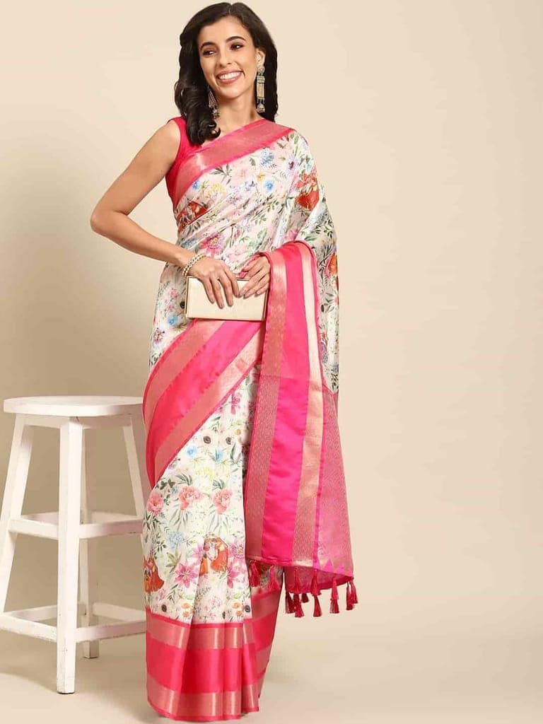 Women's Kalamkari Print with Regal Weave Silk Saree With Unstiched Blouse Piece view 2