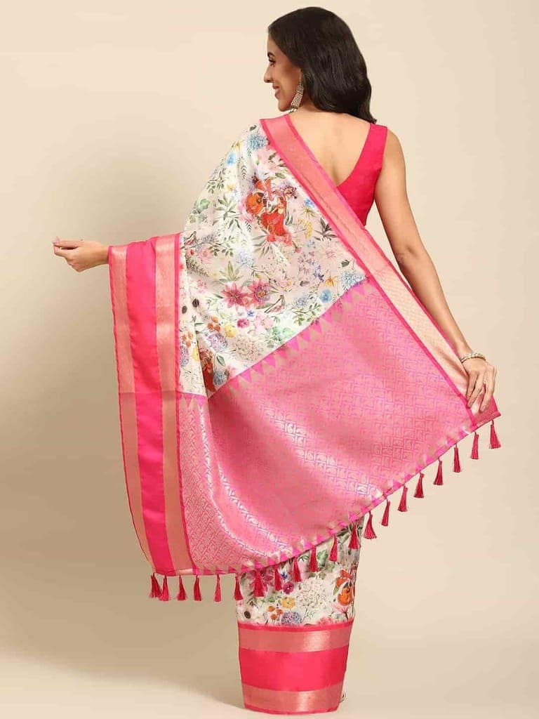 Women's Kalamkari Print with Regal Weave Silk Saree With Unstiched Blouse Piece view 3