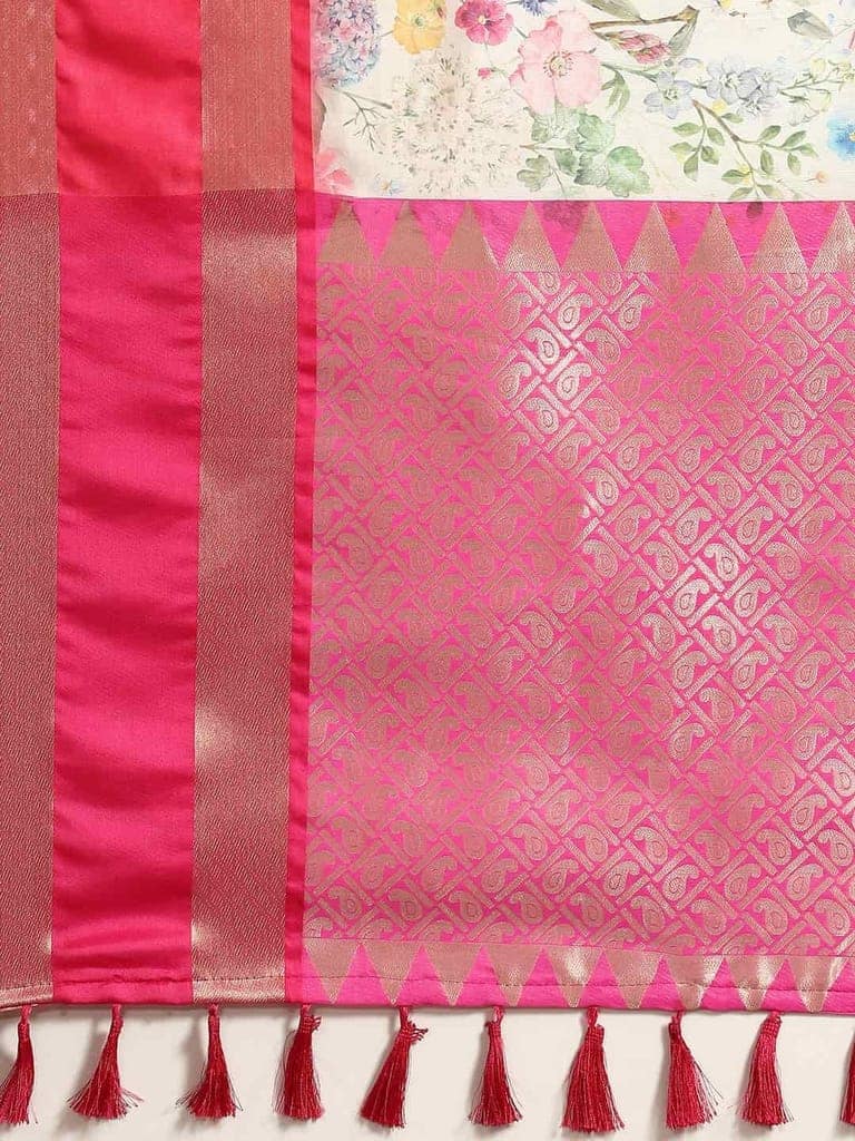 Women's Kalamkari Print with Regal Weave Silk Saree With Unstiched Blouse Piece view 5