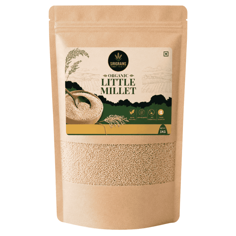 SiriGrains Little Millet 1kg | Whole Unpolished Little Millet (Samai, Kutki, Saame, Sama) | Premium Ancient Millet Grain for Everyday Cooking