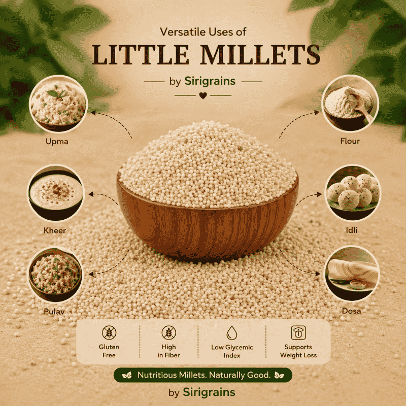 SiriGrains Little Millet 1kg | Whole Unpolished Little Millet (Samai, Kutki, Saame, Sama) | Premium Ancient Millet Grain for Everyday Cooking view 4