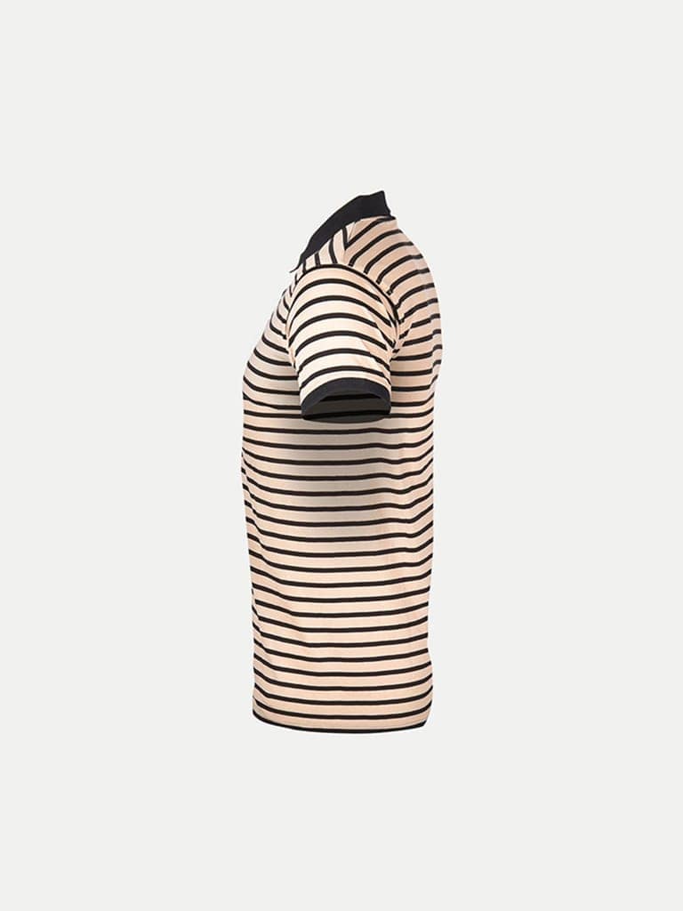 Mens Beige Fashion Striped Cotton Polo T-shirt view 3