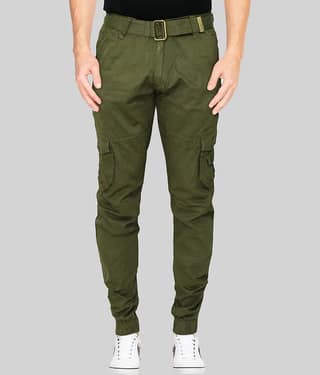 Urban Legends Regular Flat Men's Cargos - Dark Green ( Pack of 1 )
