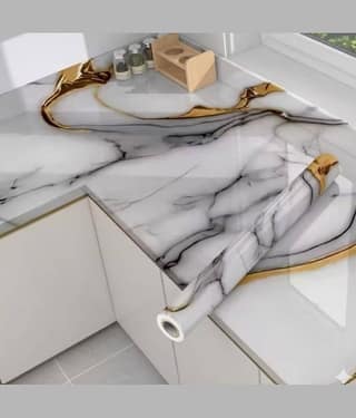 (Pack of 1) Theos Marble Wallpaper Oil Proof Waterproof Kitchen countertop Paper, cabinets marbel Wall Papers Wall Self-Adhesive Stickers Marble Wallpaper Furniture (60*200 cm)