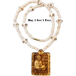 Bageshwar Dham Tulsi Mala Hanuman Ji Wood Locket 100% Original Beads Wood Chain Beads Wood Necklace