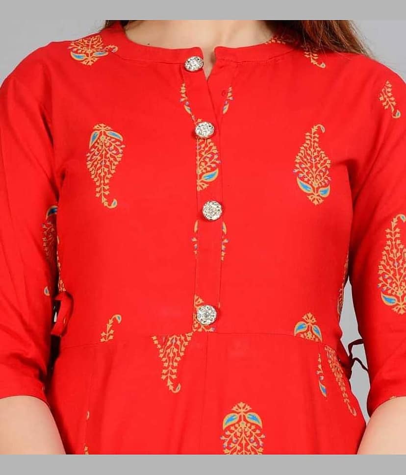 NUPITAL Viscose Printed Anarkali Women's Kurti - Green ( Pack of 1 ) view 2
