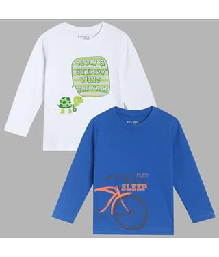 ETCHED DESIGN Pack of 1 Boys Cotton T-Shirt ( Multicolor )