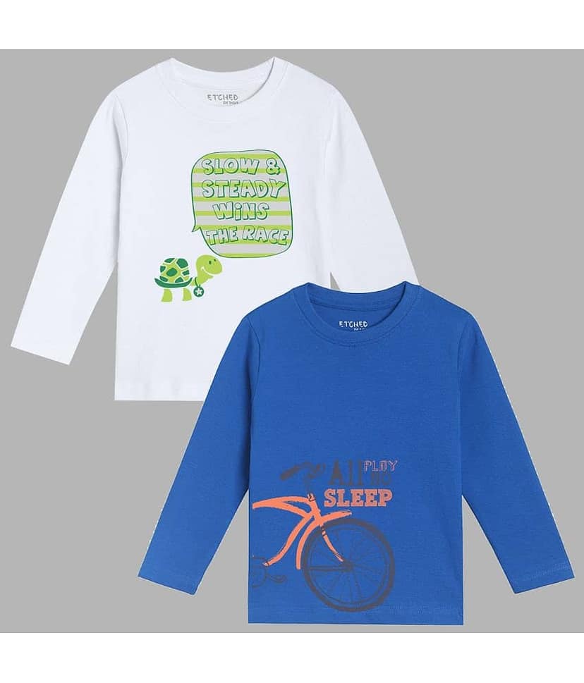 ETCHED DESIGN Pack of 1 Boys Cotton T-Shirt ( Multicolor )
