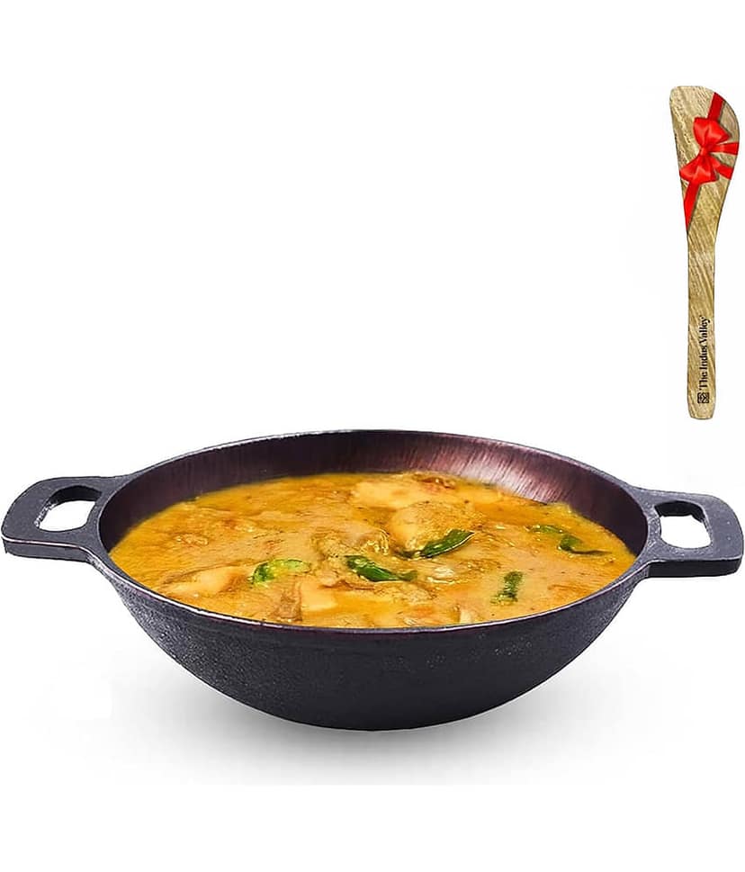 The Indus Valley Cast Iron Non coated Deep Kadhai 7 mm ( 2.5 ) L