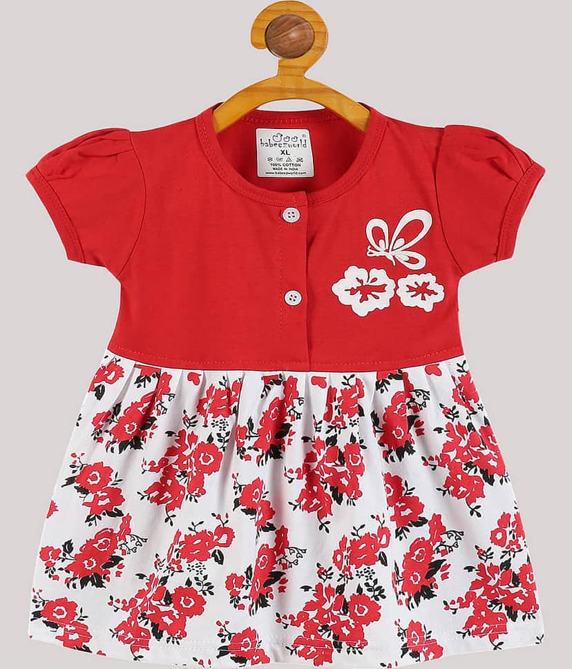 Babeezworld Pack of 1 Baby Girls Cotton Dress ( Pink )