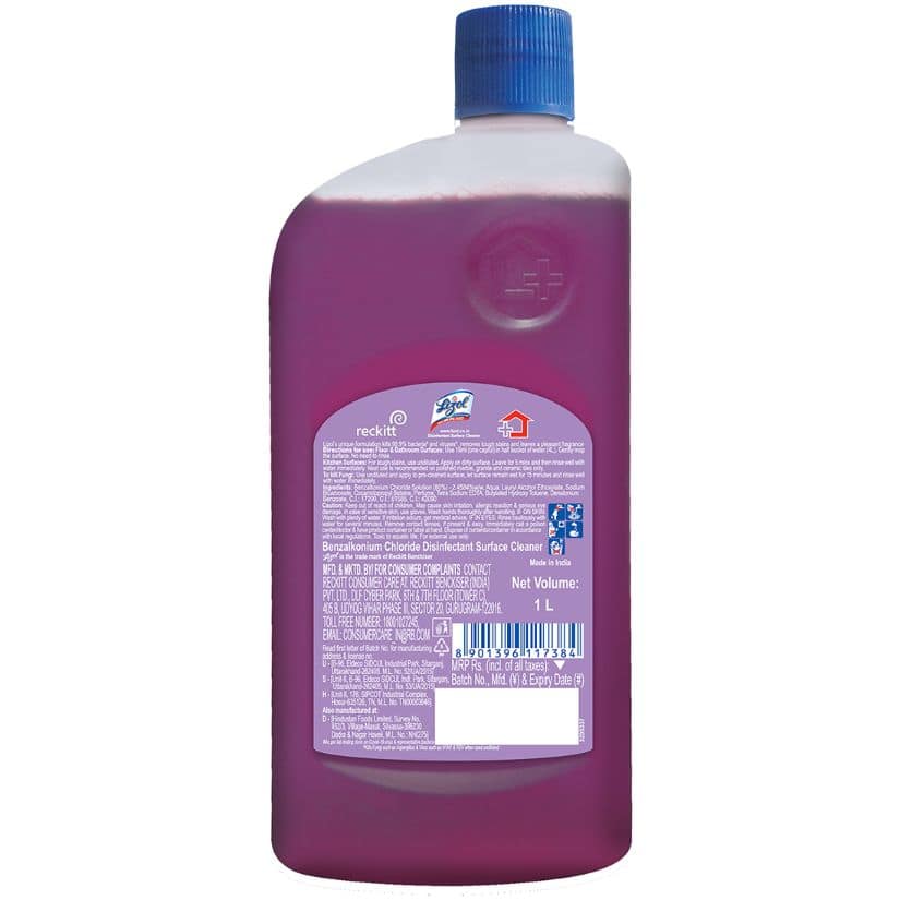 Lizol Disinfectant Surface & Floor Cleaner Liquid, Lavender - 1 L view 2