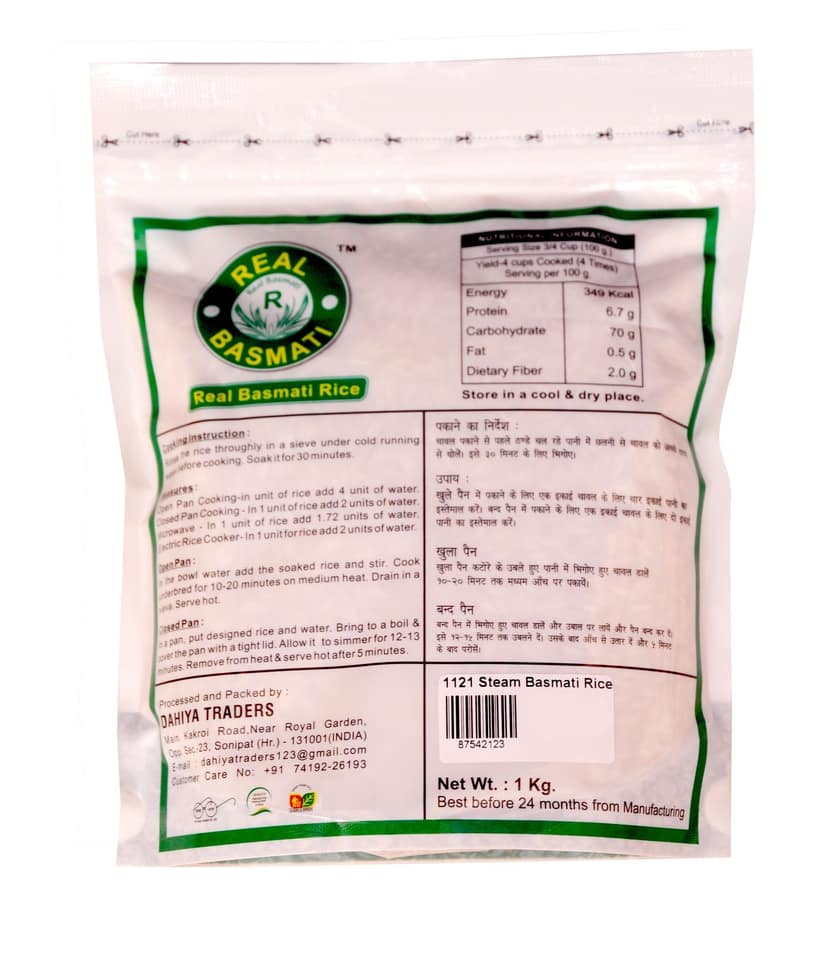 Real Basmati Steamed Basmati Rice - 1kg view 5