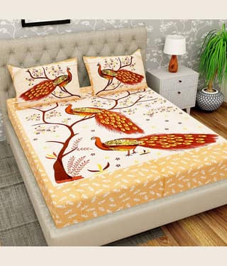 Cosito Cotton 1 Double Bedsheet with 2 Pillow Covers ( Multicolor )