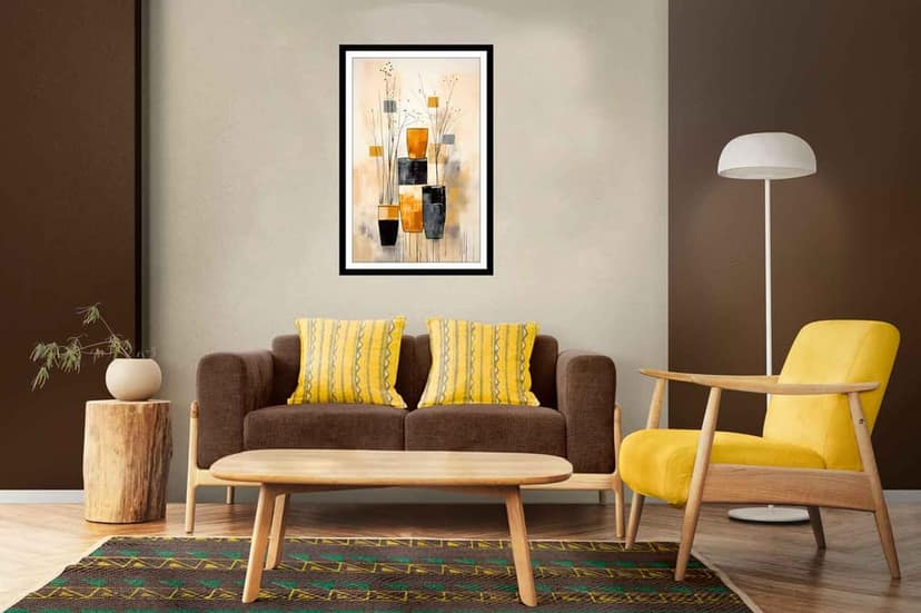 ABSTRACT VASE WALLART 16in X 24in WITH BLACK FRAME
