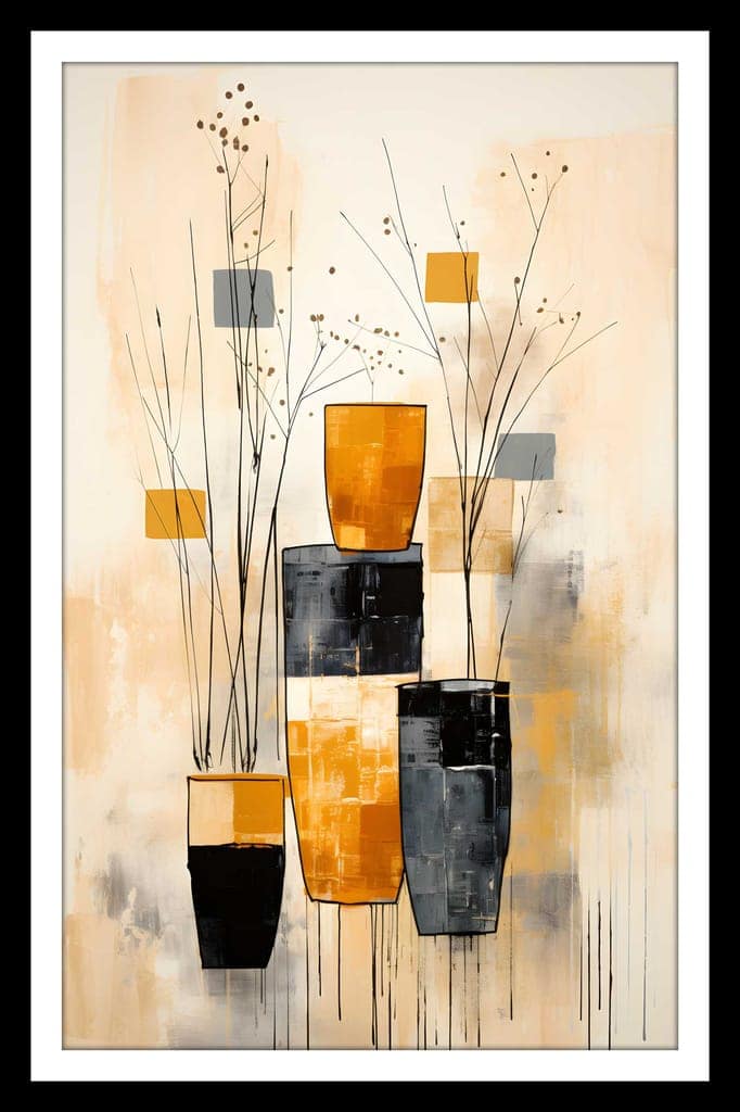 ABSTRACT VASE WALLART 16in X 24in WITH BLACK FRAME view 2