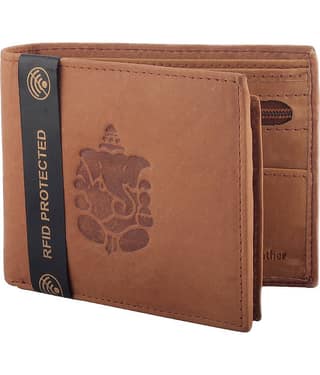 Hidelink 100% Leather Engraved Men's Regular Wallet With 7 Slots For Card ( Brown , Pack of 1 )