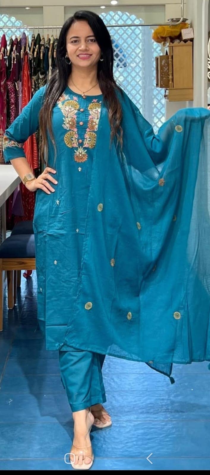 Pure Cotton Super Dying Embroidery Suit