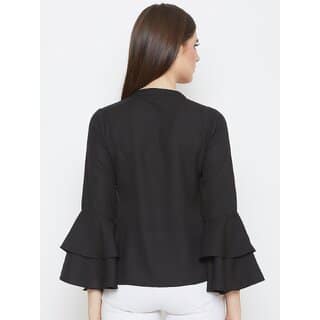 Purys Women Black Solid Regular Top view 2