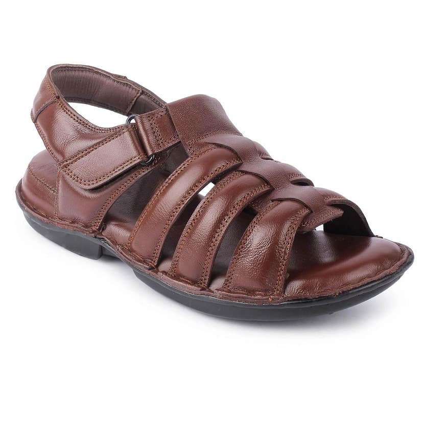 FEATHER LEATHER Genuine Leather Comfortable Sandals & Floaters - Stylish & Flexible Sandals For Men (UK 6 to UK 10) view 8