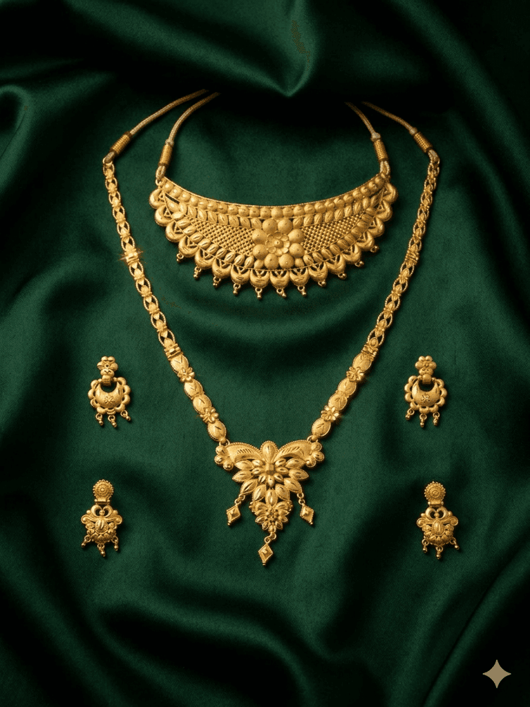 Traditional Indian Bridal Gold Necklace Set view 2