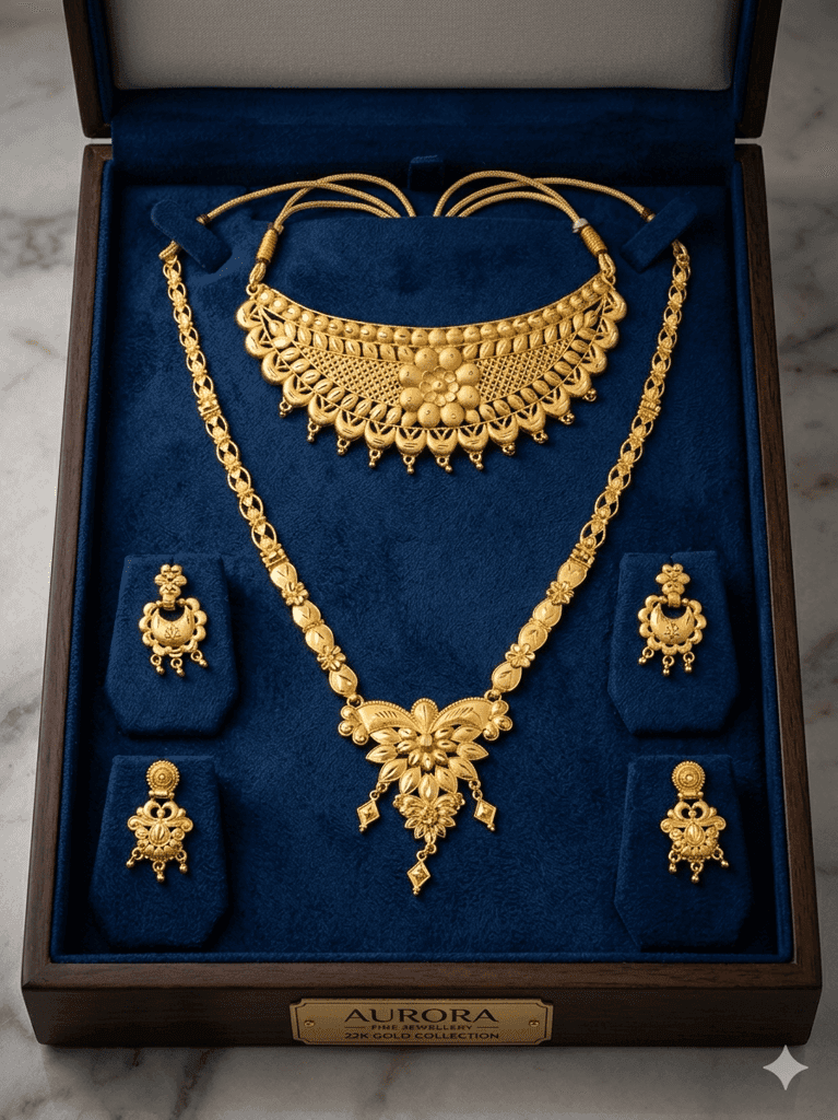 Traditional Indian Bridal Gold Necklace Set view 3