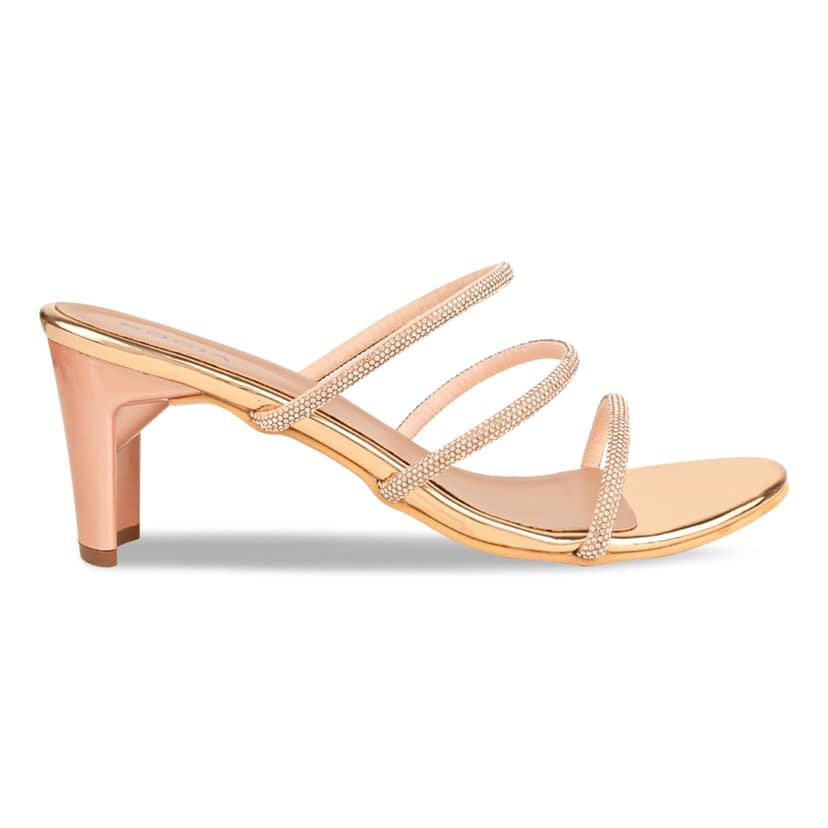 Rose Gold Women Diamante Strap Sandals