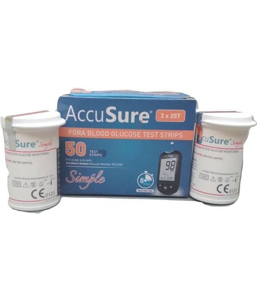 ACCUSURE Simple Blood Glucose Test Strip - 50 Strips view 2