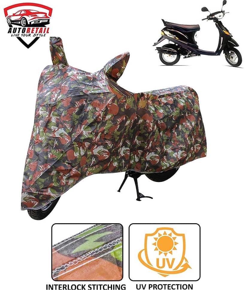 AutoRetail - Jungle Dust Proof Two Wheeler Polyster Cover With (Mirror Pocket) for Spirit ( Pack of 1 ) view 2