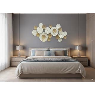 ALLAIL DESTINATION Modern Metalic Wall Art, White and Gold Pinwheel Design, Large Contemporary Circular Wall Decor view 2