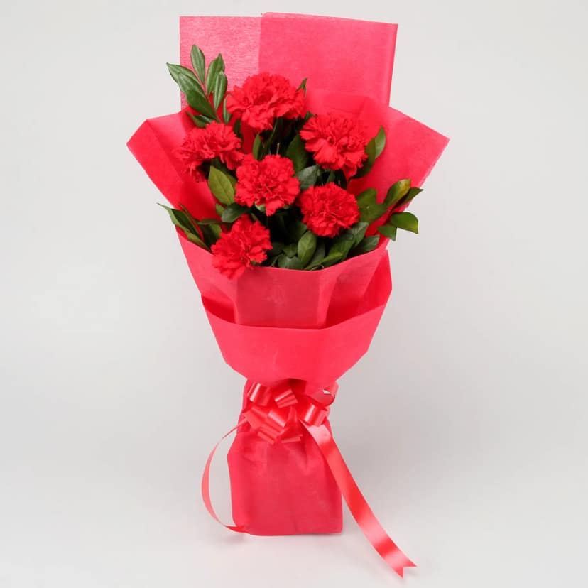 Captivating Red Carnations Bunch view 2