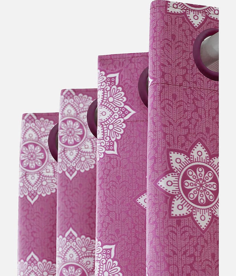 Home Candy Ethnic Semi-Transparent Eyelet Curtain 5 ft ( Pack of 2 ) - Pink view 2