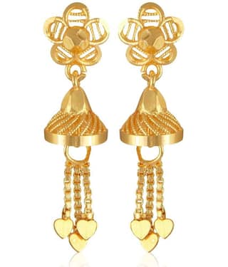 VIVASTRI Golden Jhumki Earrings ( Pack of 1 )