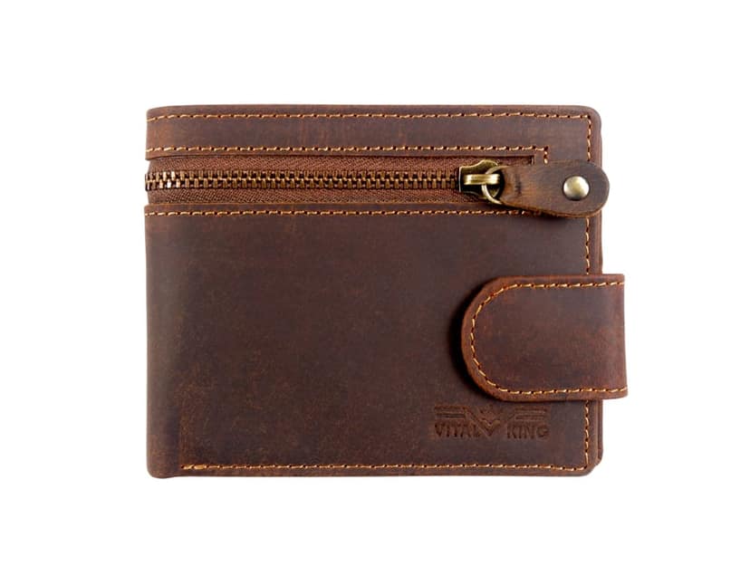 Vital King Men Travel Brown Genuine Leather RFID Wallet (11 Card Slots) view 2