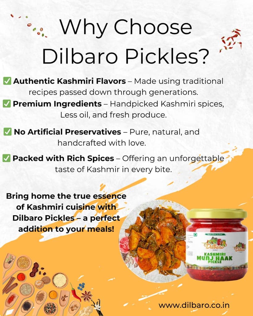 DIlbaro Kashmiri Munj-Haak Pickle (Kohlrabi) - Authentic Indian Pickle, 250g" Monji achar view 6