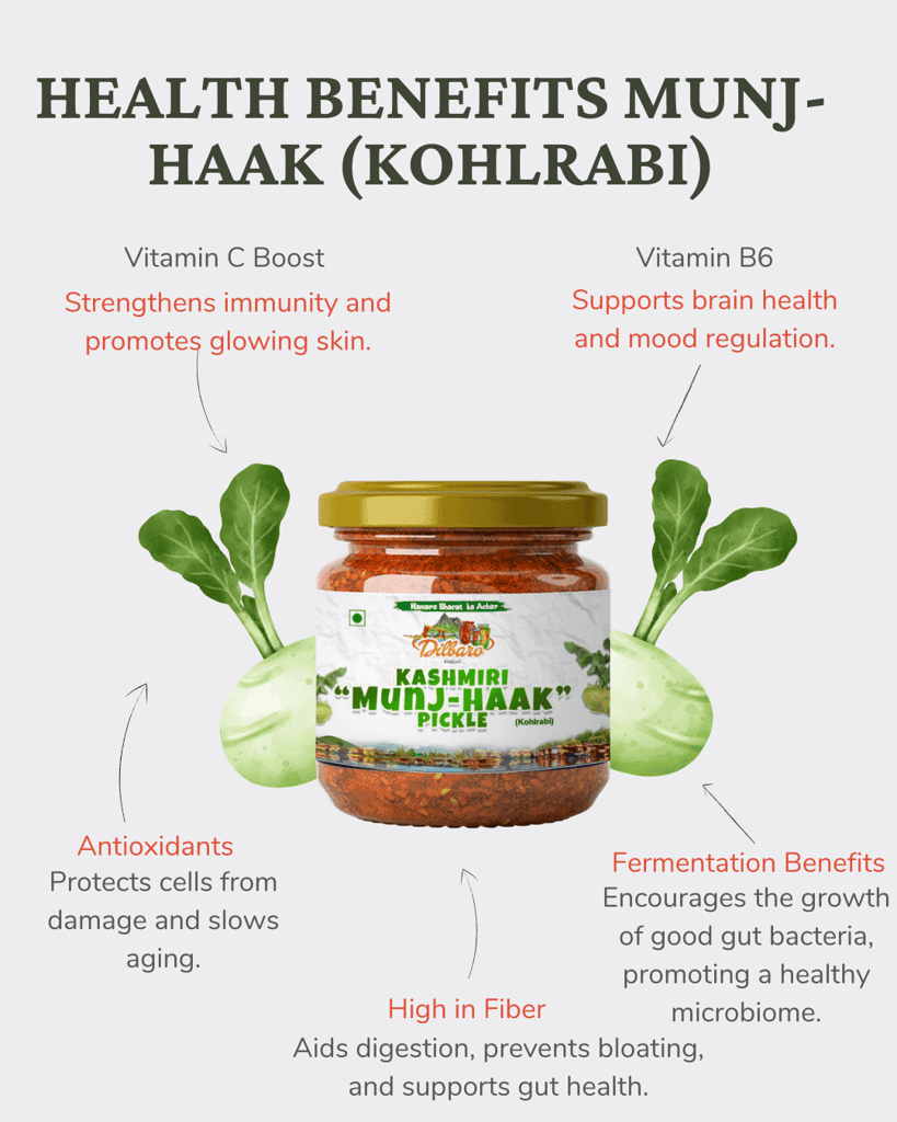 DIlbaro Kashmiri Munj-Haak Pickle (Kohlrabi) - Authentic Indian Pickle, 250g" Monji achar view 7