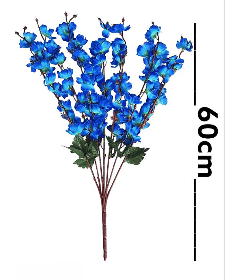 REAL PBR - Blue Cherry Blossom Artificial Flowers Bunch ( Pack of 1 ) view 2