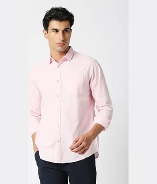 HJ HASASI 100% Cotton Slim Fit Solids Full Sleeves Men's Casual Shirt - Pink ( Pack of 1 )