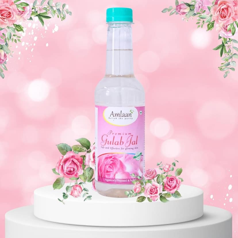 AMLAAN 100% Pure & Natural Distilled Gulab Jal/Rose Water Facial Mist Toner for Glowing Skin, Face & Hair, Men & Women, 300ml view 3