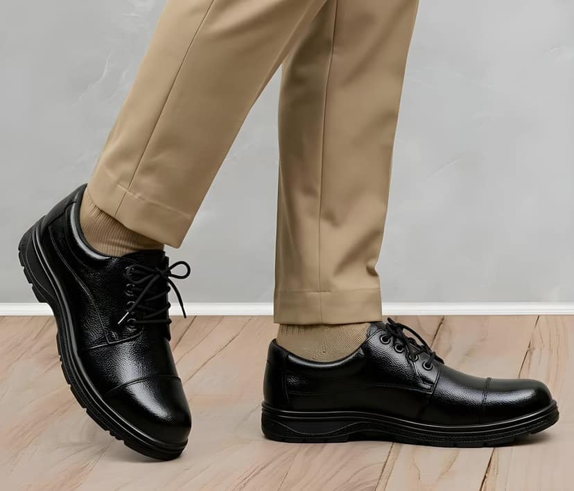 Latest Stylish Men Leather Black Police Duty Shoes | Lace-Up Formal Uniform Shoes | Comfortable Daily Wear Footwear For Men