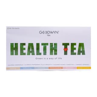 Goodwyn Health Tea Box (60 Tea Bags) 6 Flavour - Herbal Teas | Turmeric, Tulsi, Kashmiri Kahwa, Chamomile, Peppermint & Digestive Tea | 100% Natural | Plastic Free Tea Bags