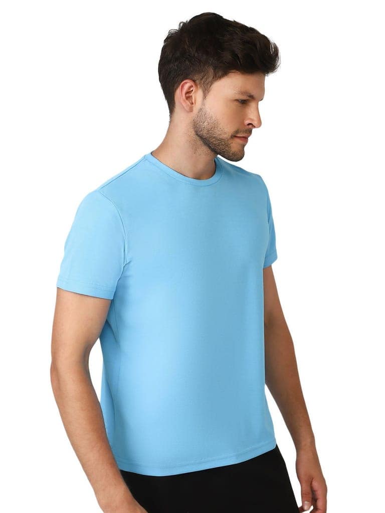 Budoc Round Neck Half Sleeve Solid Regular fit Polyester T-shirt for Men Comfortable Breathable Fabric Stretchable for Everyday Use Ideal for Yoga Training Gym Running or Performance view 2