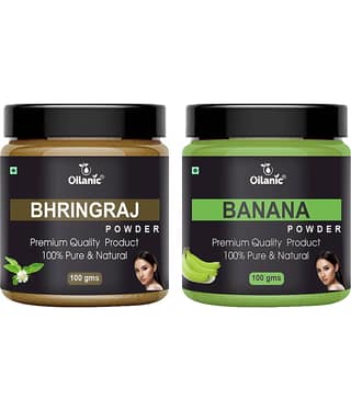Oilanic 100% Pure Bhringraj Powder & Banana Powder For Skincare Hair Mask 200 g Pack of 2