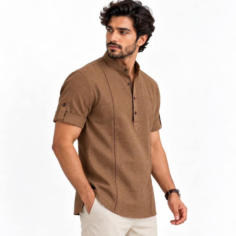 Men's Brown short Kurta view 2