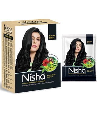 Nisha Henna Based Hair Color Natural Black 60g, Henna Powder Hair Color Dye Black Hair Colour
