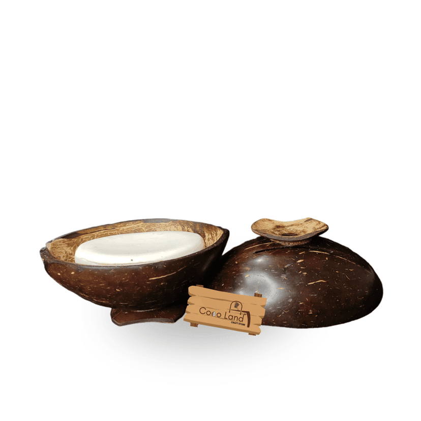 CocoLand Coconut Shell Soap Dish With base / Coconut Oil Polished