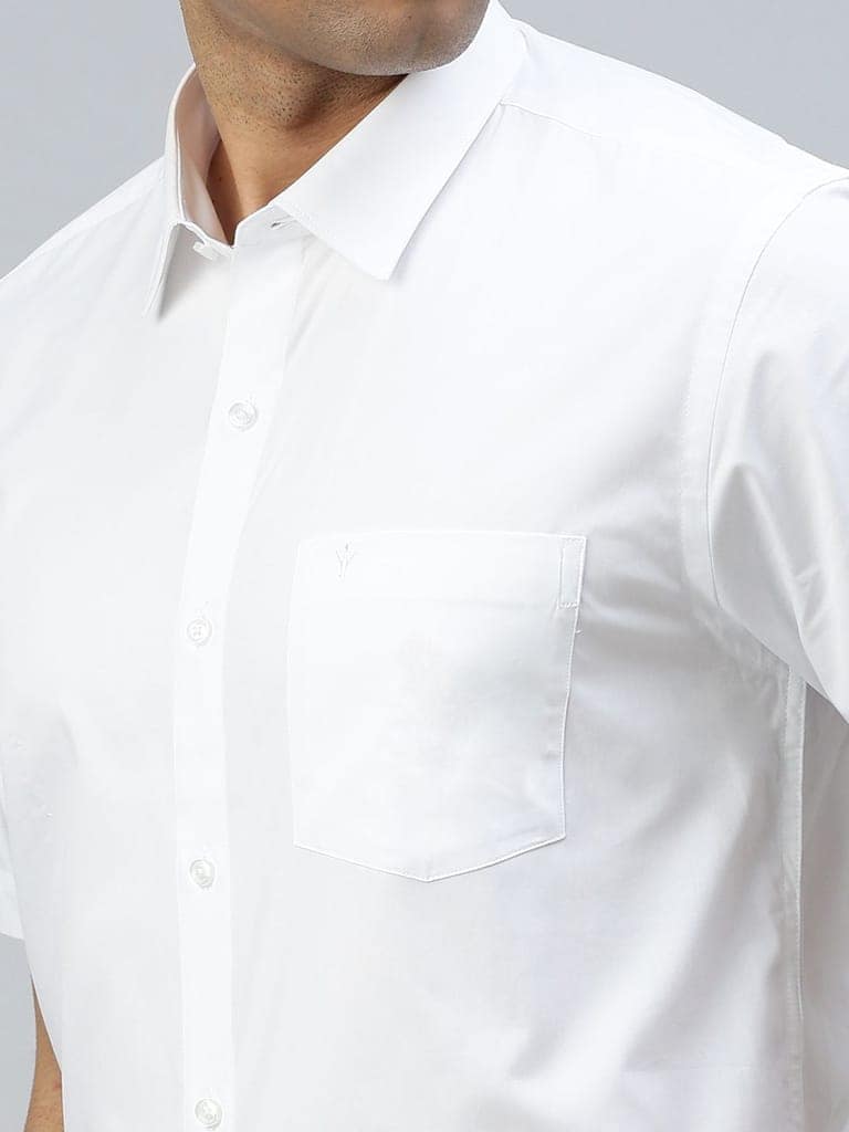 Mens Stain Proof White Shirt Half Sleeves Clean White view 4