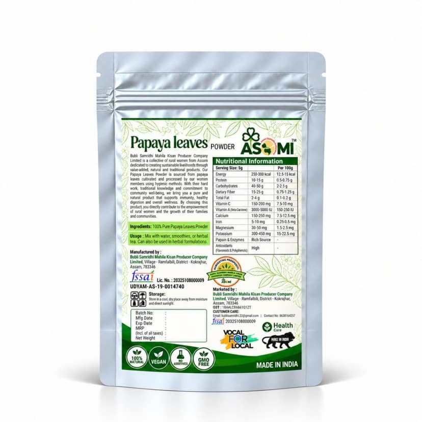 Papaya Leaves Powder - 100 gm - One sealed pouch view 2