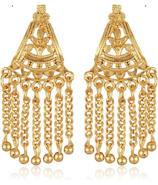 Vighnaharta Golden Danglers Earrings ( Pack of 1 )